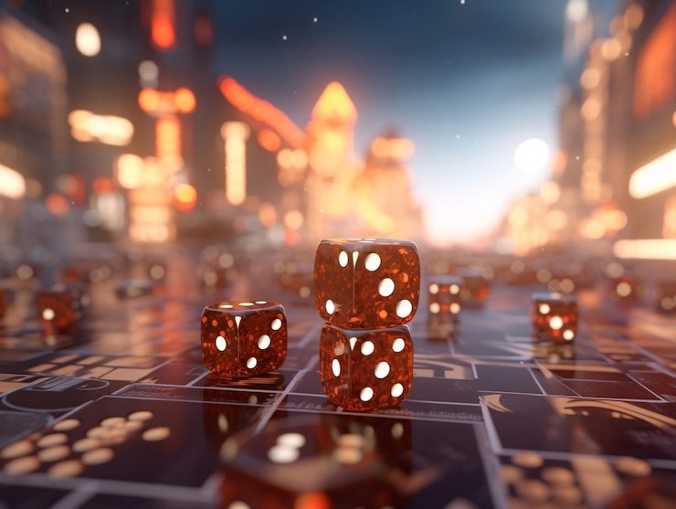 Dadu Online dice game interface showing two dice and payout grid
